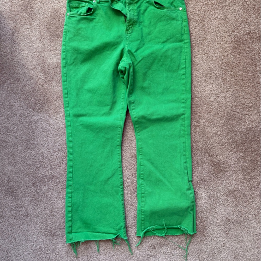 LOFT Green Ankle Cropped Jeans